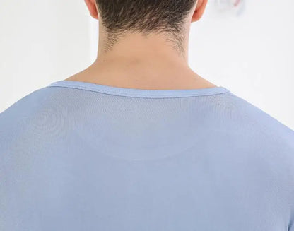 Men's Spring Summer Thin 100% Natural Silk T-shirt Male Elastic Casual Breathable Summer Silk Shirt Tops TB1167.