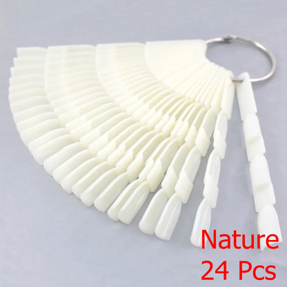 False Nail Tips fan Nature Clear Black 12/24/32/50 pcs/set Finger Full Card Nail Art Display Practice Polish all for Manicure