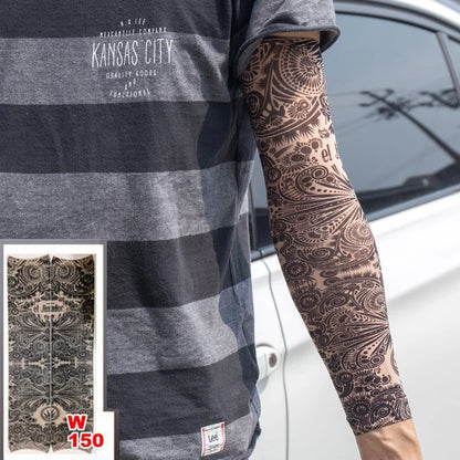 3PCS/lot new mixed 100%Nylon elastic Fake temporary tattoo sleeve skull wolf totem dragon designs body Arm stockings cool men.