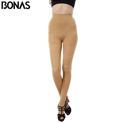 BONAS 80D Women Spring Tights High Elastic Solid  Autumn Pantyhose Women Sexy Slim Legins Female Tights Plus Size collant Femme