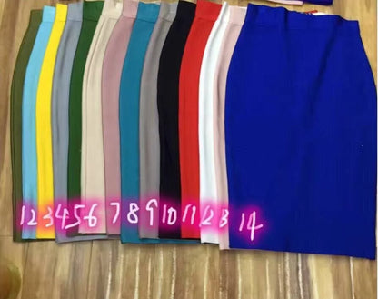 16 Colors High Quality Tight Pink Green Black Rayon Knee Length Bandage Skirt Night Club Party Skirt.