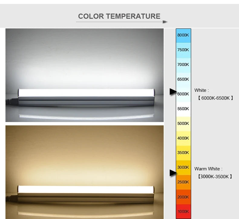 Led Tube Light With Switch Wire 110V 220V 6W Lighting T5 Bar Lamps 29cm For Living Room Bedroom Closet Kitchen Lamp.