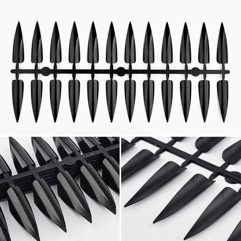240Pcs Nail Art Set Clear Natural Full Cover Oval Sharp End Stiletto Long False Nails Tips for Artificial Manicure in Salon.