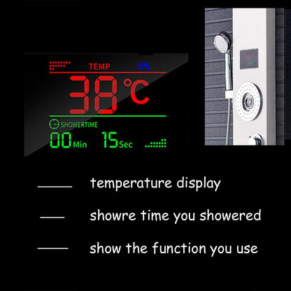 LED Light Bathroom Shower Faucet Set LED Rainfall Shower Panel System Bathtub Water Mixer Tap Massage SPA Temperature Screen