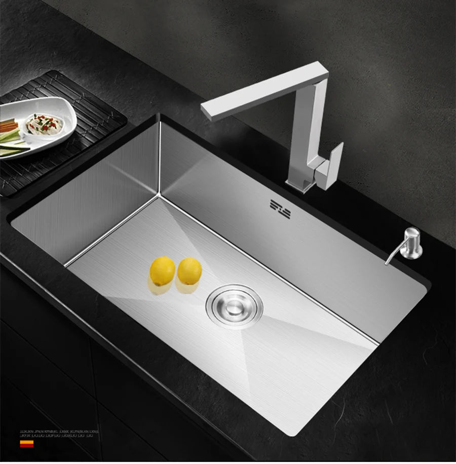Large Size Single Kitchen Sink Handmade Brushed 304 Stainless Steel 3mm Thickness Single Bowl Bar Counter Kitchen Kinks