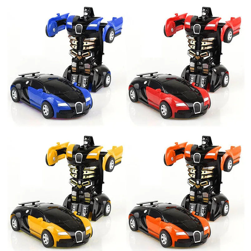 2 in 1 One-key Collision Deformation Car Toys Automatic Transformation Robot Plastic Vehicles Boys Toy Model Car Kids Baby Gift.