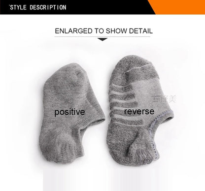 5 Pairs/Lot Men's Fashion Towel Bottom Boat Socks Cotton Sport Sweat Breathes Silicone Anti-Slip Invisible Socks Plus Size 41-45.