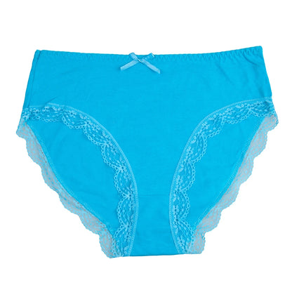 Women's cotton briefs sexy mid-rise solid lace waist patchwork panties Ladies briefs plus size women briefs underwear 3 Pcs/lot.