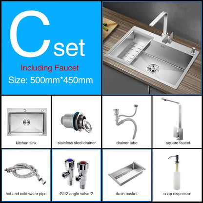 Kitchen sink lead-free austenitic handmade brushed 304 stainless steel 3mm thickness single bowl kitchen sink