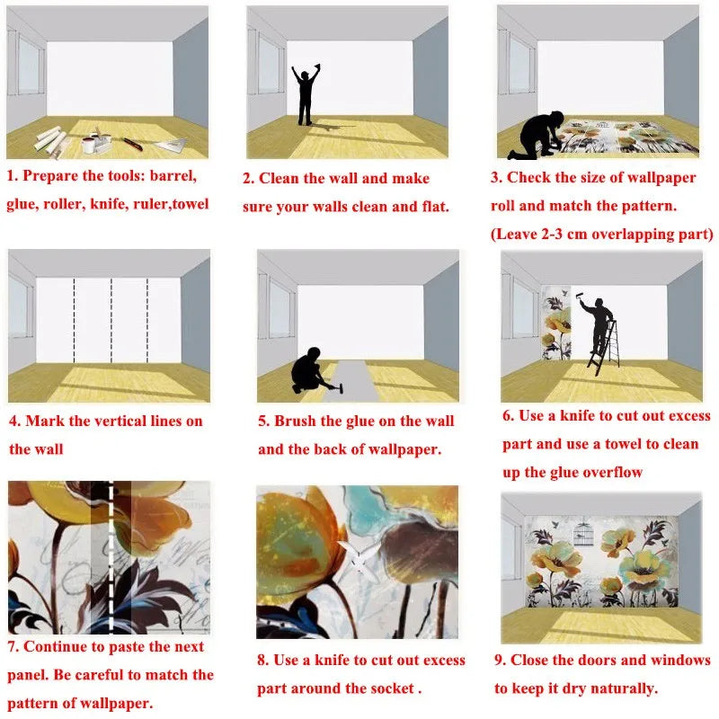 Maßgeschneiderte cremefarbene abstrakte Kunst, Feder-Blumenmuster, Tapete, TV-Hintergrund, Wanddekoration, Schlafzimmer, europäisches Wandbild