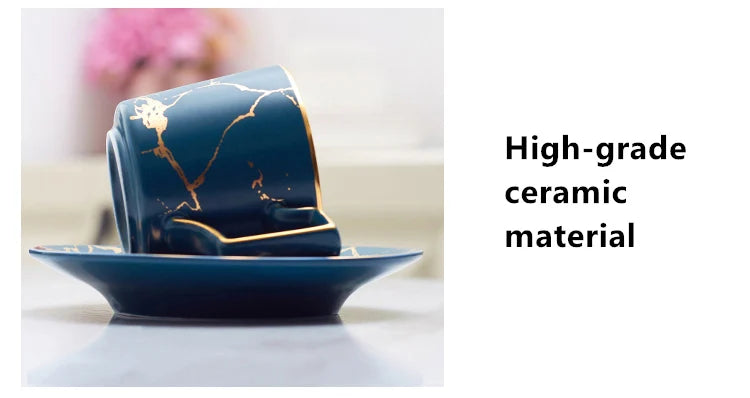 Marble Ceramic Coffee Cup Saucer Spoon Set 200ml Nordic Tea Cup Matt Porcelain Tea Set Advanced Teacup Cafe Espresso Cup