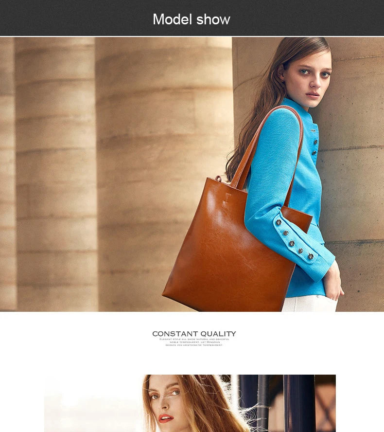 Cow Leather Bag Ladies Genuine Leather Handbags Big Women Bag Large Vintage Female 2023 Office Hand Shoulder Bags For Women Tote.