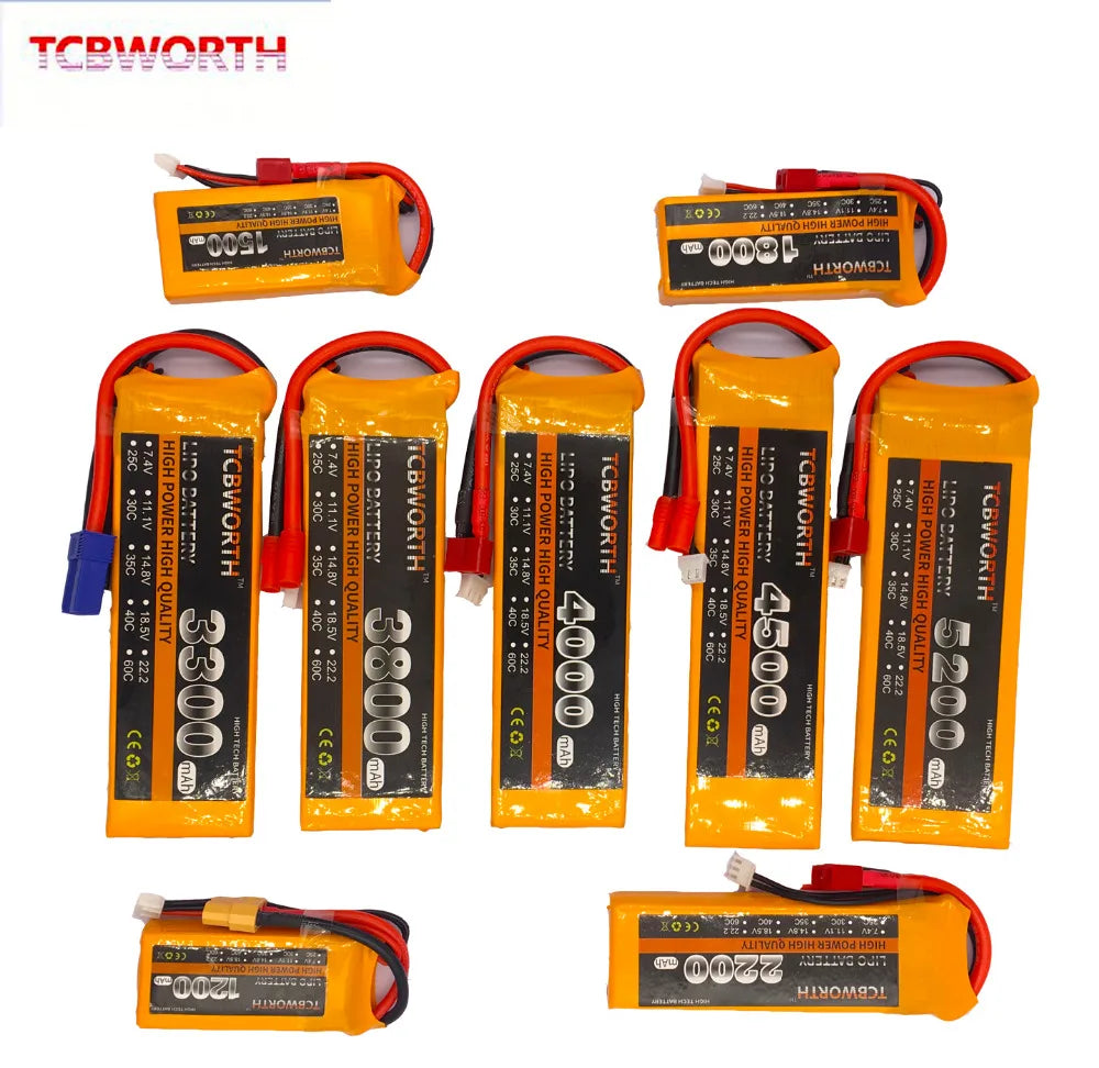 3S RC LiPo Battery 3S 11.1V 1300 1500 1800 2200 3000 3500 4200 6000mAh 25C 35C 60C For RC Airplane Drone Boat 11.1V LiPo 3S.