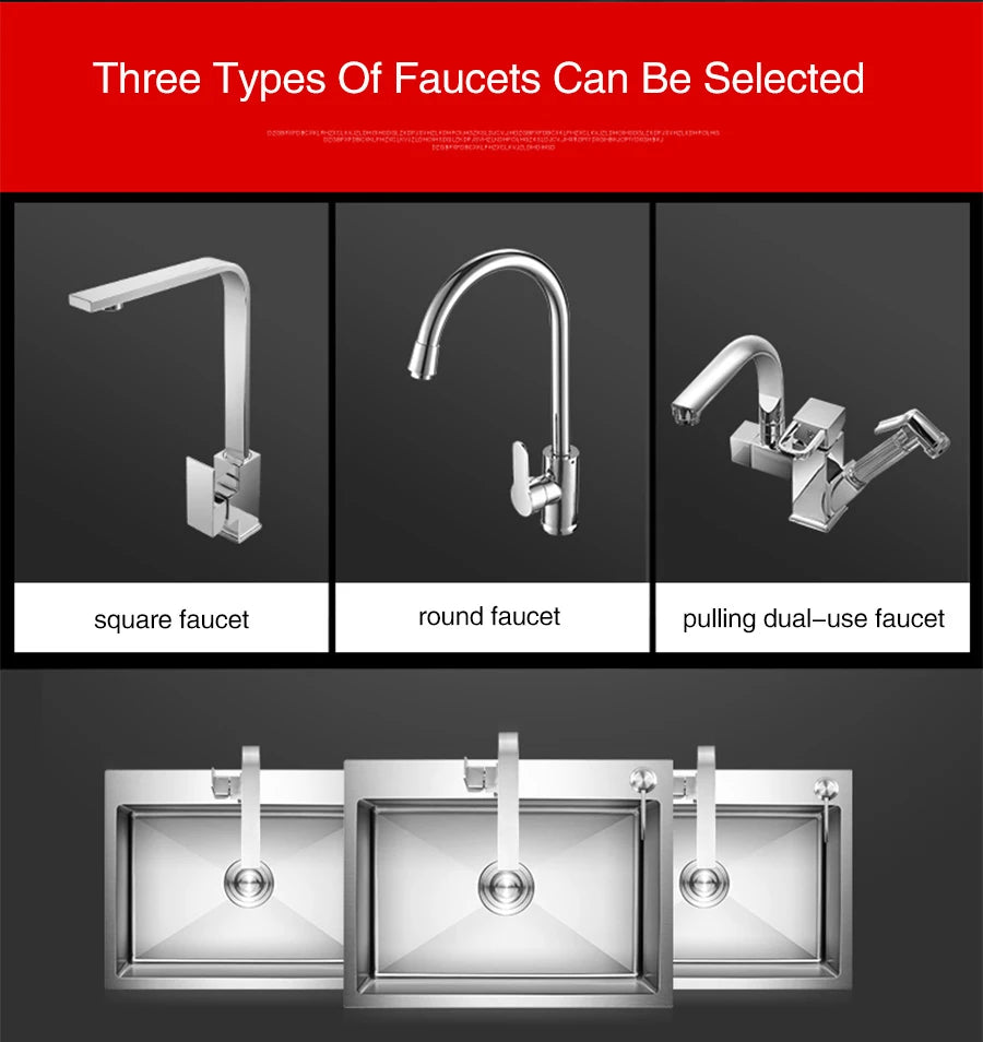 Kitchen sink lead-free handmade brushed 304 stainless steel 3mm thickness single bowl large size kitchen sink