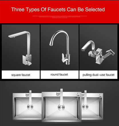 Kitchen sink lead-free handmade brushed 304 stainless steel 3mm thickness single bowl large size kitchen sink