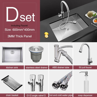 Large Size Single Kitchen Sink Handmade Brushed 304 Stainless Steel 3mm Thickness Single Bowl Bar Counter Kitchen Kinks