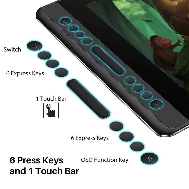 Huion Kamvas Pro 16 15.6 inch Graphic Tablet  Monitor Battery-Free Pen Display Digital Tablet Drawing Monitor with Tilt AG Glass.