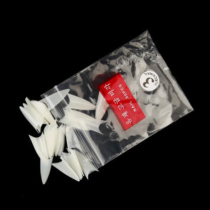 NATURAL CLEAR /WHITE 3 COLORS STILETTO FALSE NAIL TIPS, 500PCS FRENCH FAKE NAIL TIPS NAIL ART ACRYLICS ARTIFICIAL DIY NAIL TIPS