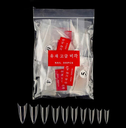 NATURAL CLEAR /WHITE 3 COLORS STILETTO FALSE NAIL TIPS, 500PCS FRENCH FAKE NAIL TIPS NAIL ART ACRYLICS ARTIFICIAL DIY NAIL TIPS