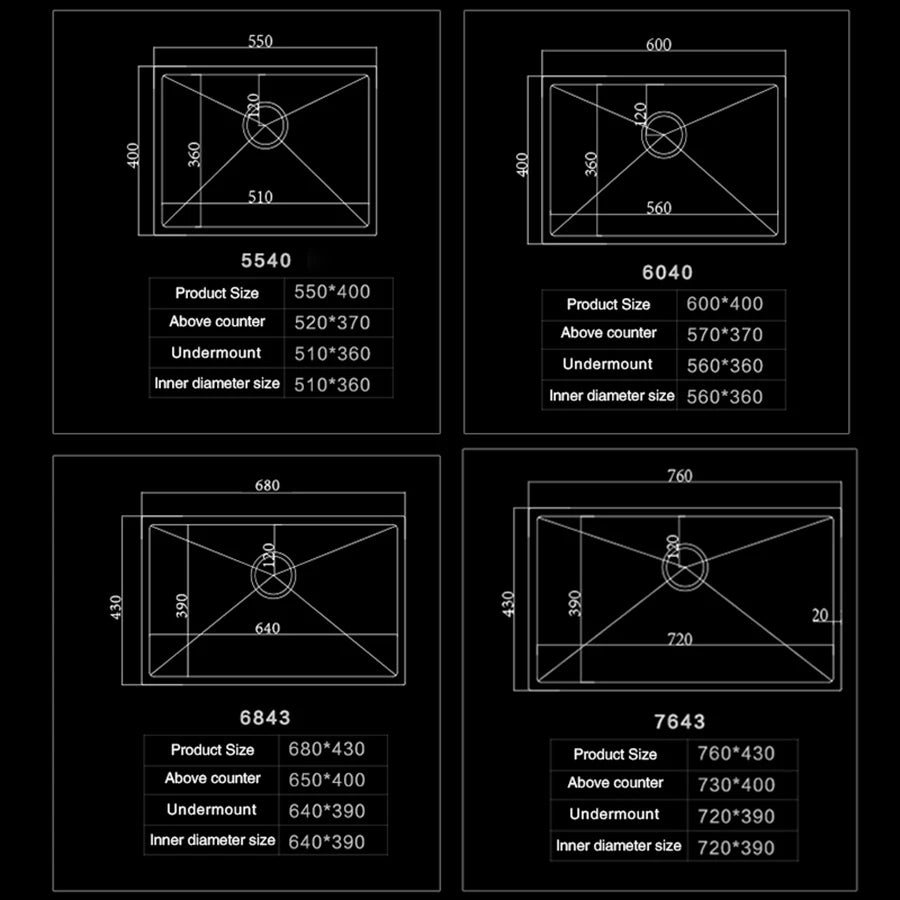 Large Size Single Kitchen Sink Handmade Brushed 304 Stainless Steel 3mm Thickness Single Bowl Bar Counter Kitchen Kinks
