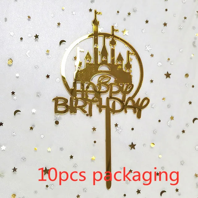 10 Stück Roségold Happy Birthday Kuchendeckel Silber Schwarz Schlichtes Design Acryl Kuchendeckel Babyparty Party Dessert Dekoration