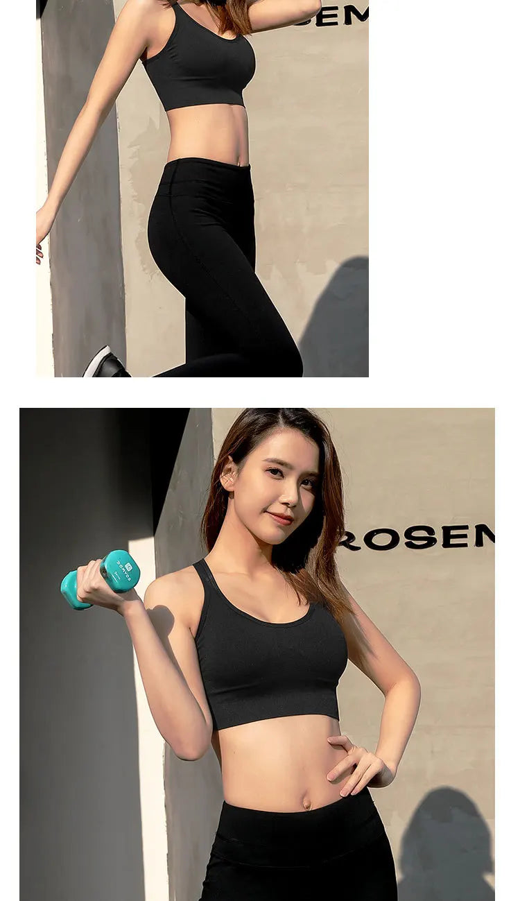 Shockproof Quick Dry Sports Bra Women Padded Gather Yoga Bra Push Up Gym Running Bra Seamless Workout Fitness Bra Top.