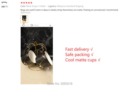 Marble Ceramic Coffee Cup Saucer Spoon Set 200ml Nordic Tea Cup Matt Porcelain Tea Set Advanced Teacup Cafe Espresso Cup