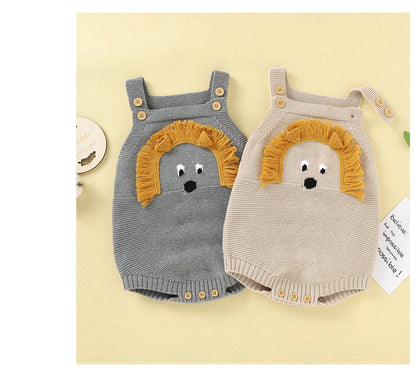 Baby-Body, niedlicher Cartoon-Löwe, Kleinkind-Säuglings-Onesies, 100 % Baumwolle, gestrickt, für Neugeborene, Kinder, Kleidung, einteiliger Overall, ärmellos.