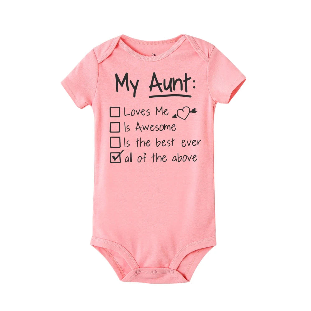 Meine Tante liebt mich und toller Sommer-Body für Kleinkinder, Hipster-Overall, trendiger Body für Neugeborene.