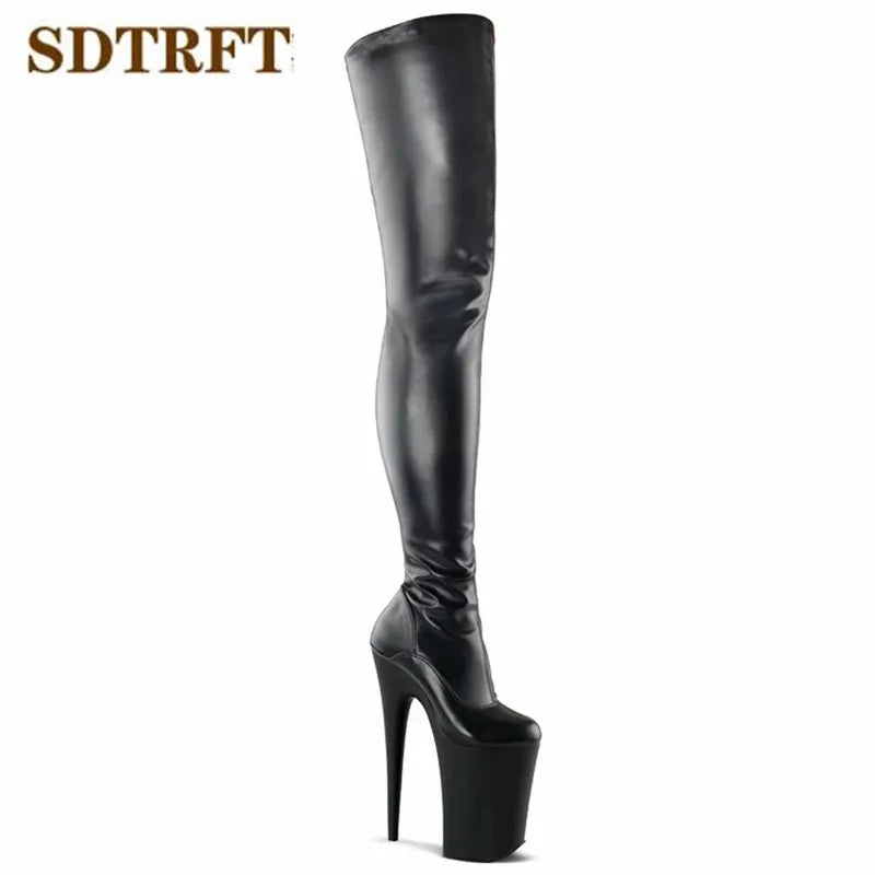 SDTRFT Spring Autumn Fashion Botas Mujer 23cm Thin High Heels Over The Knee Boots Round Toe Lace Up Shoes Woman Wedding Pumps.