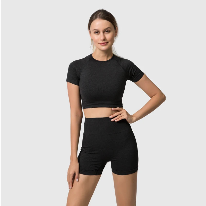 2/3/5PCS Seamless Women Yoga Set Workout Sportswear Gym Clothing Fitness Long Sleeve Crop Top High Waist Leggings Sports Suits.