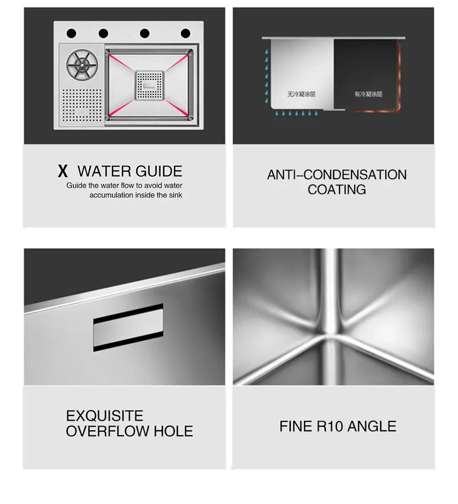 ASRAS Island Hidden kitchen Sink 304 Stainless Steel 4mm Thickness Handmade Brushed Sink High Pressure Cup Washer kitchen Sinks