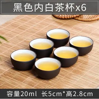 Handmade Dragon Ceramic Tea Cup, Purple Clay Cup, Kungfu Teaset, Small and Large, Tea Accessories, 6 PCs/Pack.