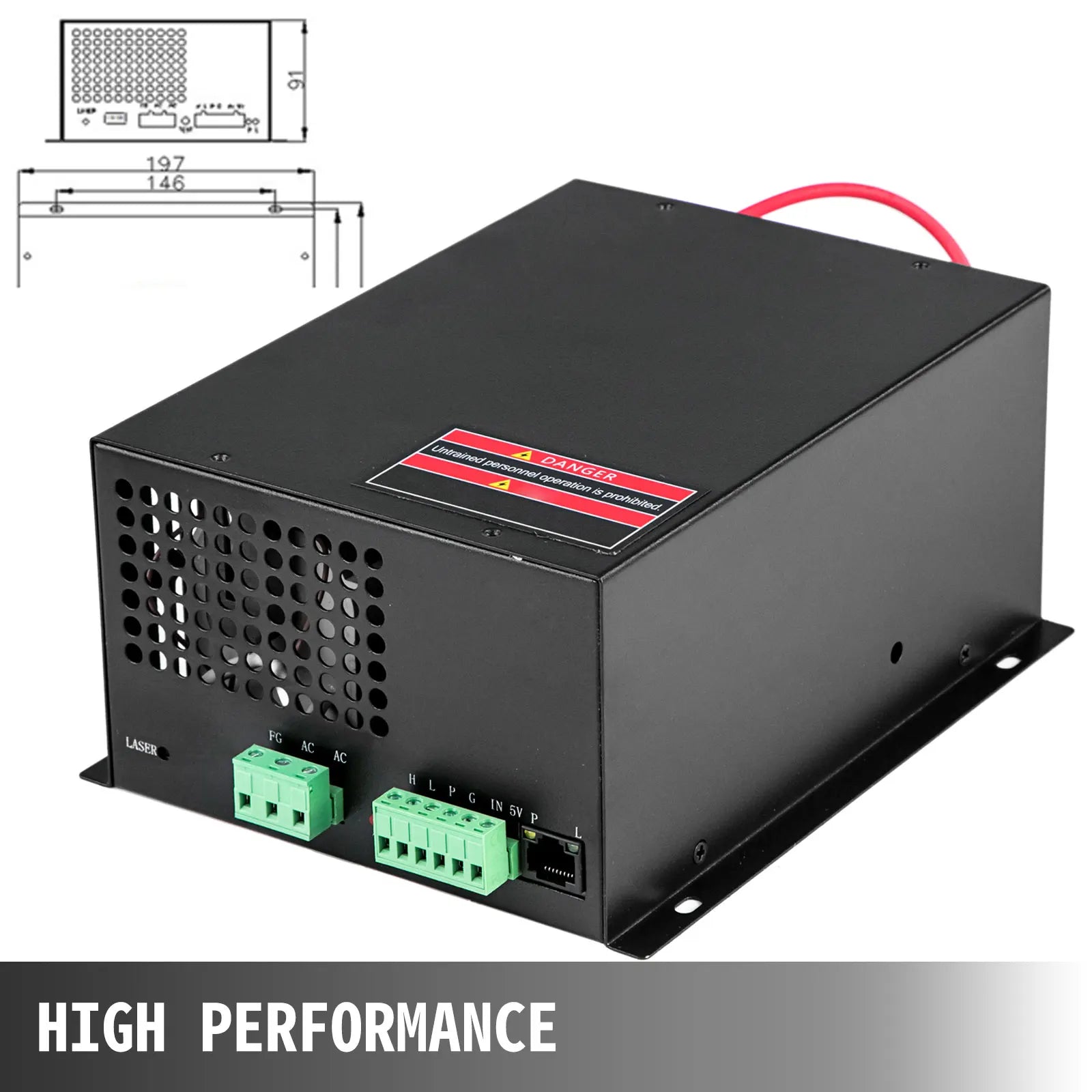 VEVOR CO2 Laser Power Supply Switch AC110V / AC220V 50W 80W 100W Small & Light for Laser Tube Engraving Cutting Machine, Sale.
