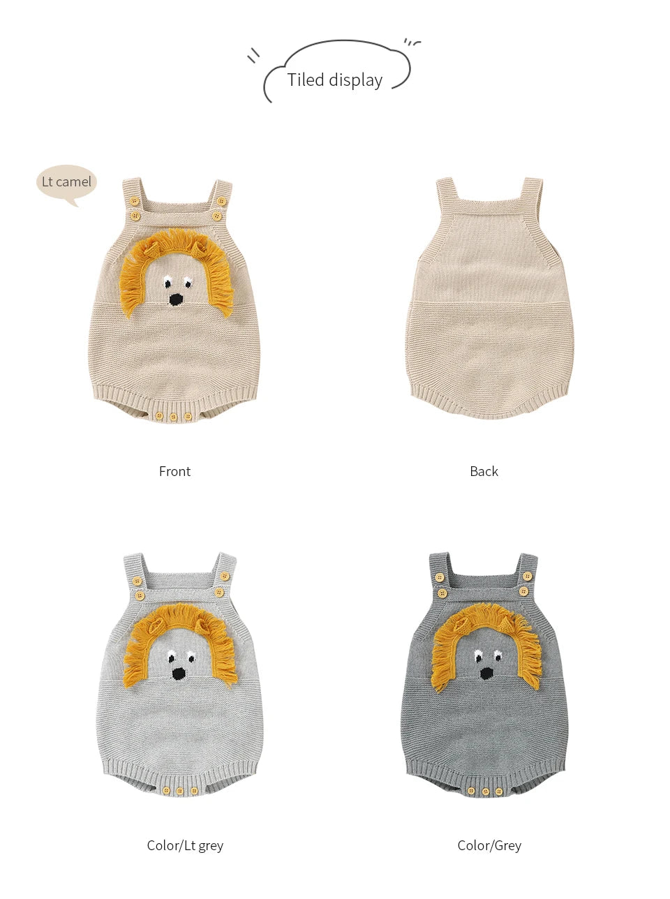 Baby-Body, niedlicher Cartoon-Löwe, Kleinkind-Säuglings-Onesies, 100 % Baumwolle, gestrickt, für Neugeborene, Kinder, Kleidung, einteiliger Overall, ärmellos.