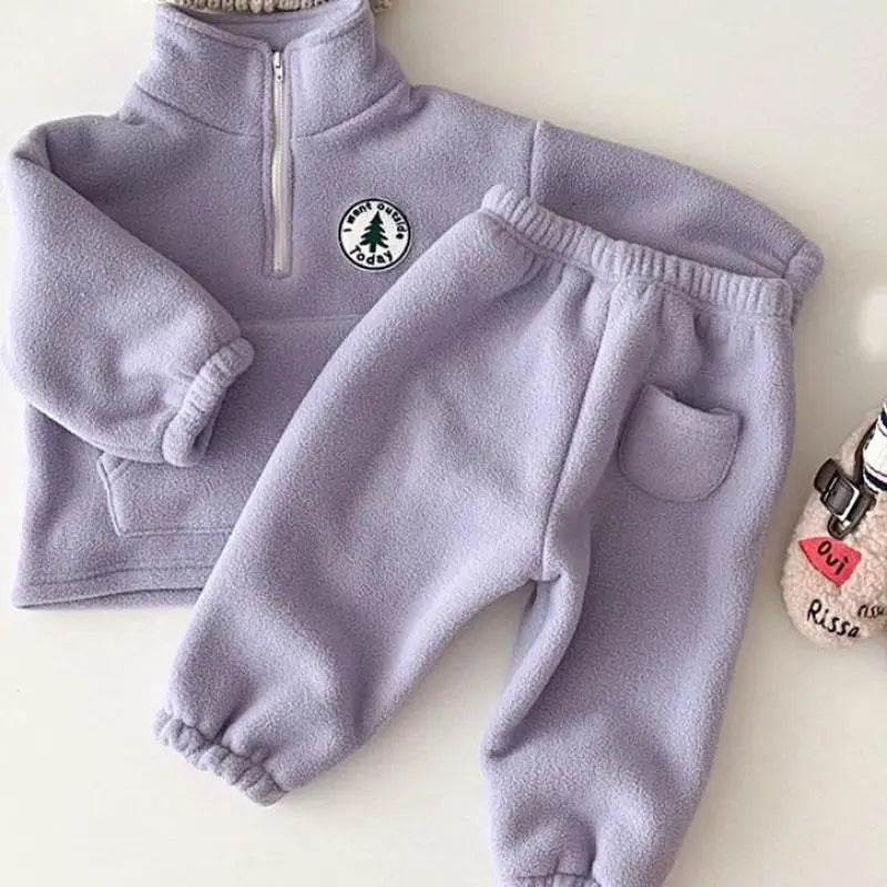 Baby Jungen Kleidung Sets Kinder Verdicken Sweatshirt Kinder Kleidung Mädchen Solide Baumwolle Langarm Pullover Tops + Hose Anzüge 2 stücke.
