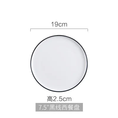 Nordic Ceramic Western Dinner Plate Steak Plate Creative Western Breakfast Plate Flat White Household Dinner Plate Dish