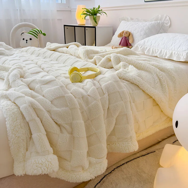 Ornate Jacquard Taffeta Comfort Blanket 100% Polyester Double-Layer Knitted Eco-Friendly Embroidered Pattern.