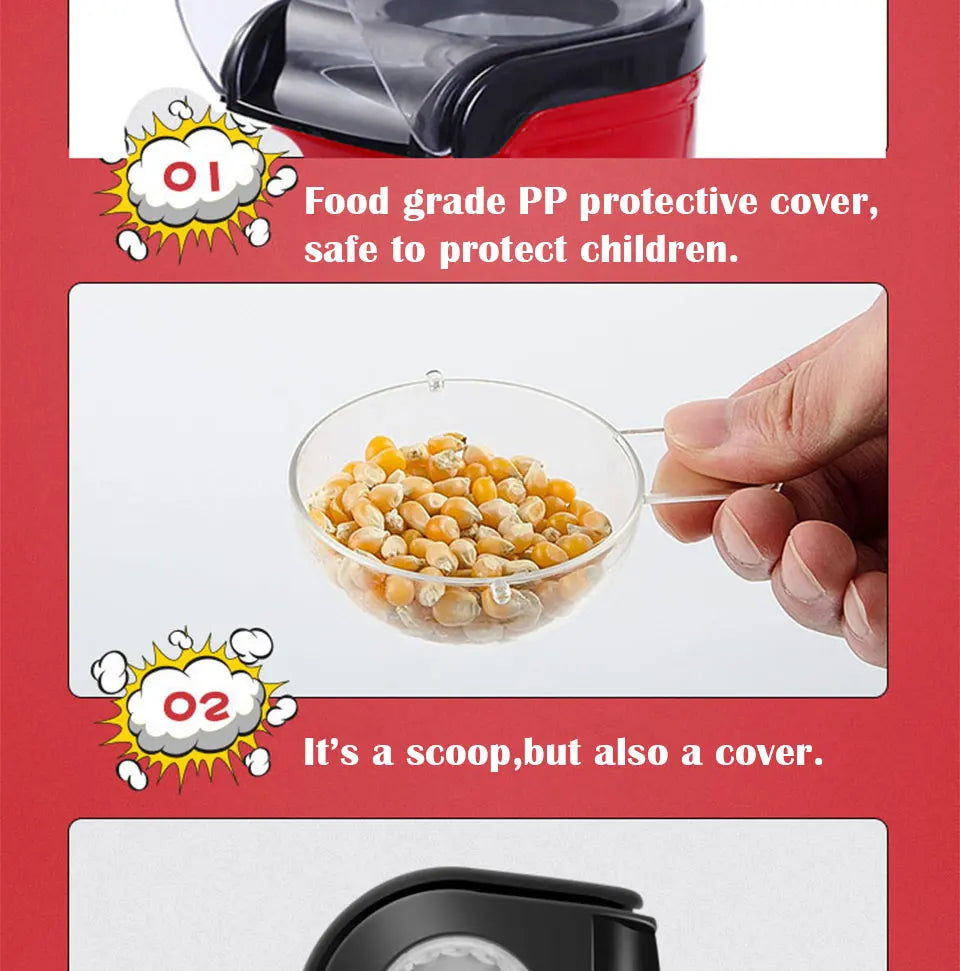 Oil-free air Corn machine,Pipoqueir eletrica hot air machine Mini Popcorn maker machine-1200W Household Healthy home kitchen.