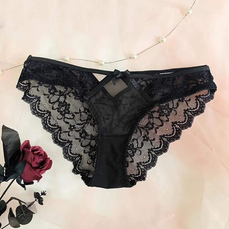 Hollow Black Sexy High Waisted Lingerie with Bow Tie for Women Two-piece Lingerie Set Hot and Transparent Tight and Comfortable.