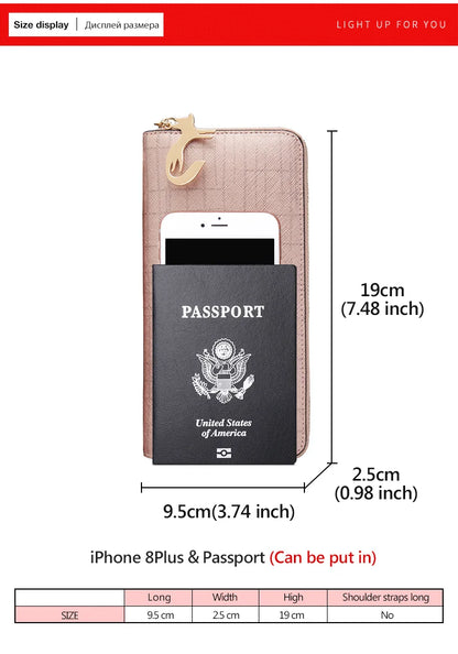 FOXER Women Split Leather Wallet Bifold Clutch Bag with Wristlet Fashion Card Holder Coin Purse Cellphone Bag Female Money Bag.