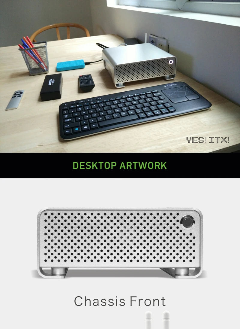 METALFISH MetalGear Plus Aluminum Mini HTPC Case Mini ITX Cases Computer Gaming PC Desktop Case.