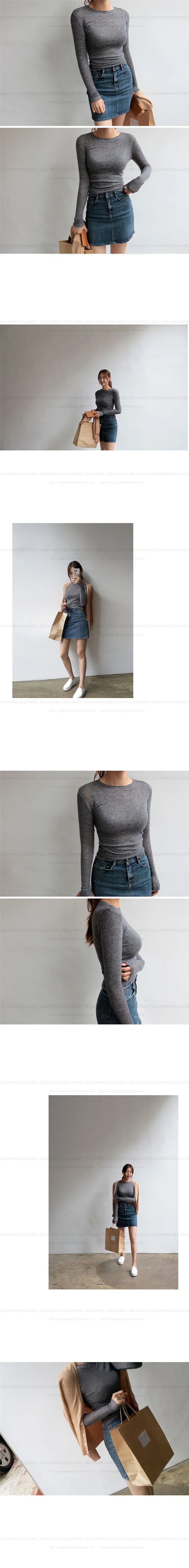 High Quality Plain T Shirt Women  Elastic Basic T-shirts Female Casual Tops Long Sleeve Sexy Thin T-shirt see through.