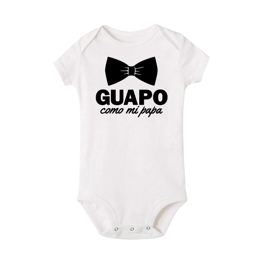 Lustiger spanischer Säuglings-Neugeborenen-Krabbelspielanzug Guapo Como Mi Papa Jungen Baby Lässige Bodys Kleidung Outfits Neuer Papa Beste Geschenke