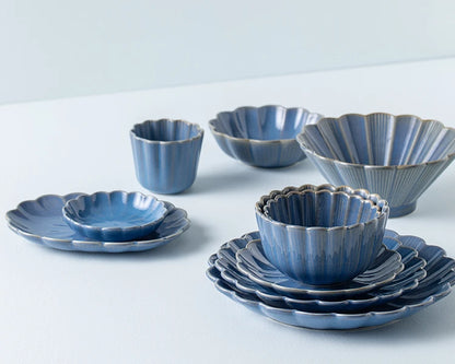 1pc Japanese Dinnerware Ceramic White Blue Dinner Plate Serving Dishes Rice Ramekin Sauce Bowl Microwave Safe.