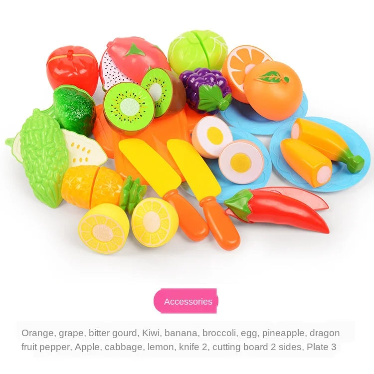 6/10/13/24Pcs Kitchen Fun Cutting Fruits and Vegetables Food Play House Set Puzzle Education Toys For Kids Boys Girls Xmas Gifts.