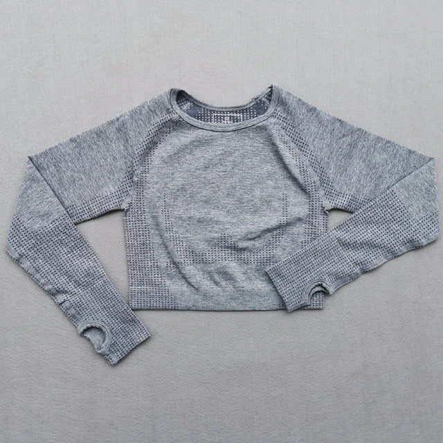New Seamless Yoga Top Long Sleeve Workout Tops For Women Fitness Gym Crop Top Athletic Gym Shirts Women Sportswear Active
