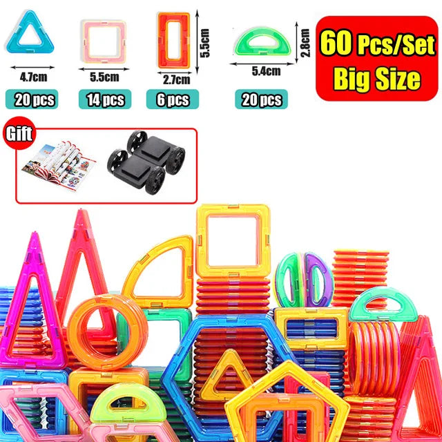 30-168PCS Medium Size Magnetic Building Blocks Magnet Designer Construction Set Montessori Educational Toys For Kids Gifts