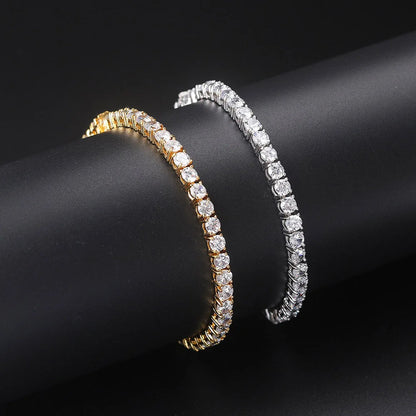 Iced Out Crystal Tennis Bracelet for Women Punk Hiphop Luxury AAA+ Cubic Zirconia Wedding Gold Color Hand Chain Jewelry OHH118.