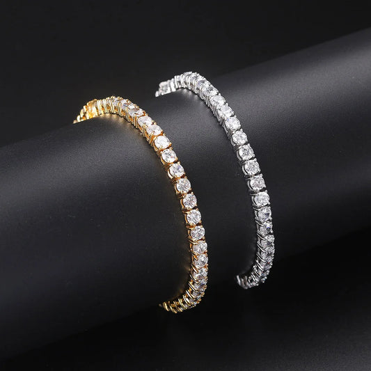 Iced Out Crystal Tennis Bracelet for Women Punk Hiphop Luxury AAA+ Cubic Zirconia Wedding Gold Color Hand Chain Jewelry OHH118.